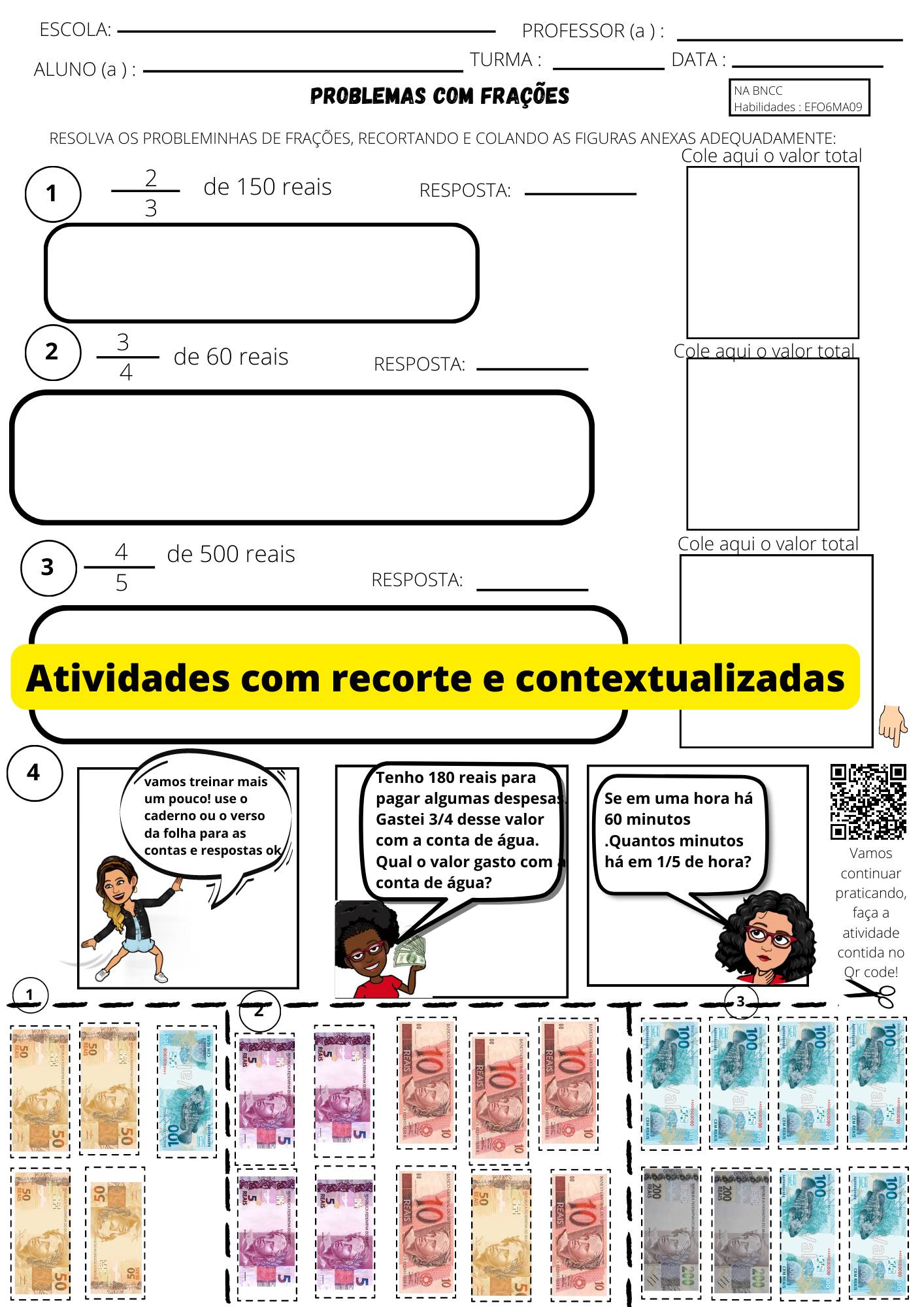 3-Atividades variadas COM RECORTES Matemática