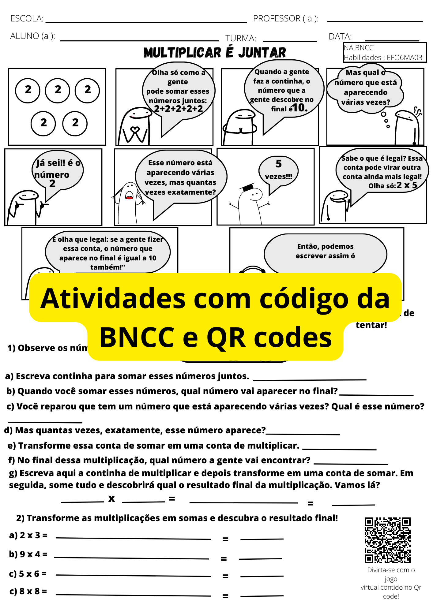 Jogos fáceis de Tabuada para que possa ensinar na escola ou em